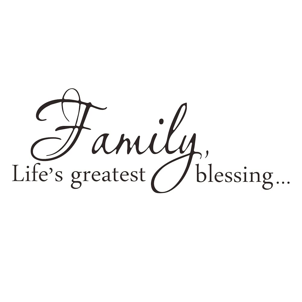 Family Life's Greatest Blessing Vinyl Wall Decal, Removable Stickers for Home Art Decor, Inspirational Quote Saying for Living Room, Bedroom, 22 x 8.3