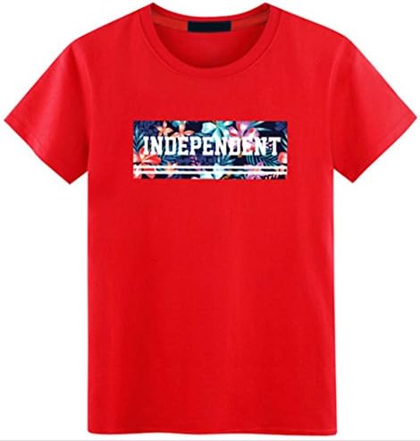 T-shirt Pure Cotton Round Collar Printed T-shirt (5XL, Red)