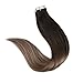 Full Shine Tape in Hair Extensions Human Hair 14 Inch Color 2/6/18 Brown Ombre Ash Blonde Remy Balayage Seamless Skin Weft Tape Ins Human Hair Extensions 20PCS Straight Fashion 50g for Women