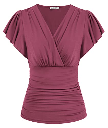 GRACE KARIN Ruffle Wrap Blouse