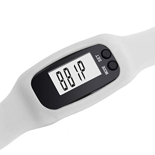 Voberry Digital LCD Pedometer Run Step Walking Distance Calorie Counter Watch Bracelet (White) - Thumbnail 2