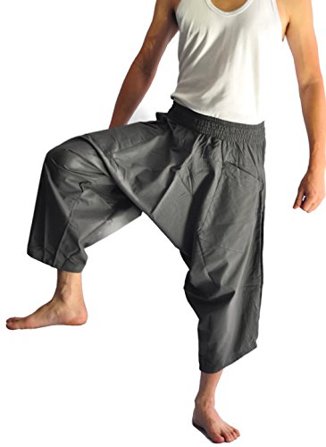 Siam Trendy Men's Japanese Style Pants fisherman pants All color design (Grey)