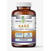Amazing Formulas AAKG ((Arginine Alpha-Ketoglutarate) 3500mg) Supplement | Tablets | Non-GMO | Gluten-Free | Made in USA (1 Pack, 90 Count)