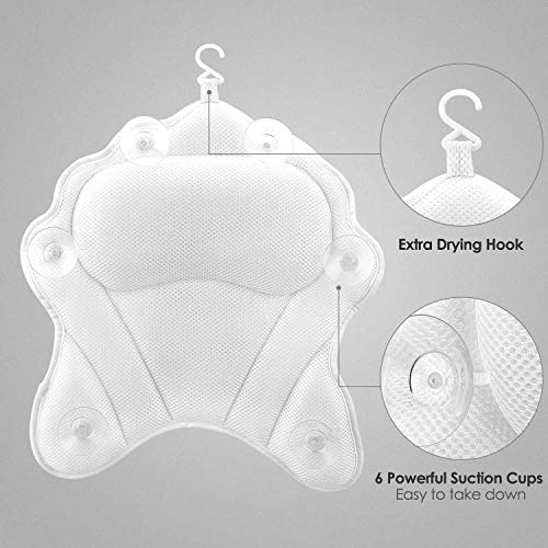 Luxurious Bath Pillow, SMZCTYI Ergonomic Thickened Spa Bath Pillow for Neck Head and Shoulder Support Bath Accessories for Jacuzzi, Hot Tub - Thumbnail 4