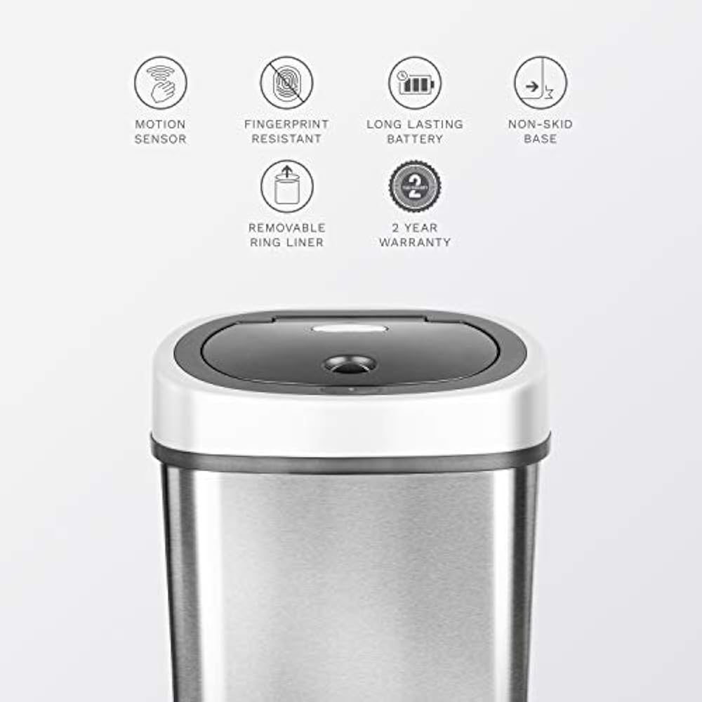 DZT129 Automatic Touchless Infrared Motion Sensor Trash Can, 3 Gal. L