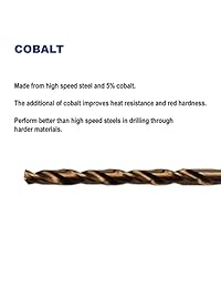 Brocas de acero cobalto M35 de 0.4 in de largo para metal duro, acero inoxidable, paquete de 12