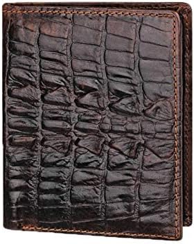 LOUMVE Genuine Leather Crocodile Tail Wallets Bifold Minimalist Card Holder Wallets for Men with Gift Box