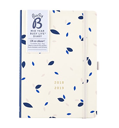 Busy B 2018-19 Mid Year Busy Life Diary - A5 Week to View Agenda Planner with Pockets and Dual schedules