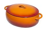 GURO Cast Iron Enamel Coated Dome Casserole, Orange, 8.45QT / 8Liter