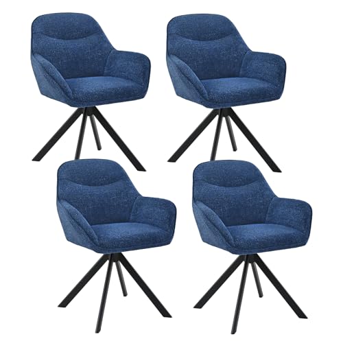 Goeurvant Esszimmerstühle Drehbar 4er Set mit Armlehne, 360° drehbar, Polsterstuhl Chenille, Drehstuhl Esszimmer, Küchenstuhl mit Metallbeine für Essz