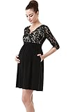 Momo Maternity Lace V-Neck Empire Waist Dress - Black M
