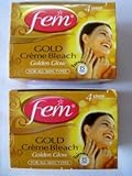 2 FEM Herbal Gold Cream Bleach Wt Real Gold Golden Glow Natural Fairness 26g X 2 by Fem