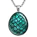 Wearable Treasures Turquoise Dragon Egg Necklace, Egg Shaped Pendant, Image Under Glass Jewelry