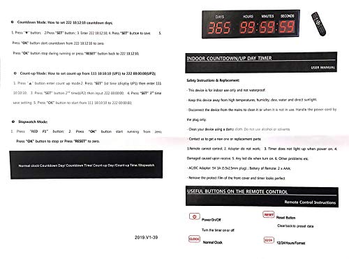 BTBSIGN 1.8'' LED Large Digital Countdown Clock Event Timer with Remote and Buttons - Thumbnail 5