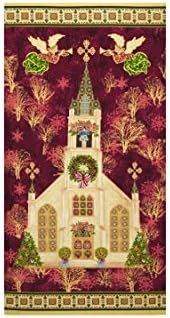 Silent Night Cathedral 24 In. Panel Burgundy Fabric