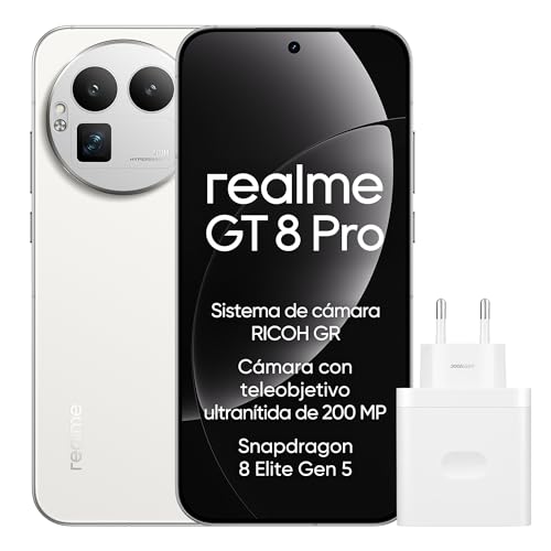 GT 8 Pro Smartphone 12GB+256GB, Sistema de cámara RICOH GR, Cámara con teleobjetivo ultranítida de 200 MP, Snapdragon 8 Elite Gen 5, Batería Titan de 7000 mAh, con Adaptador, Blanco