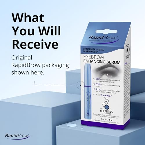 rapidBrow Eyebrow Enhancing Serum 3 mL - Hydrating Hair Serum for Visibly Thicker-Looking Brows with Hexatein 2 Complex