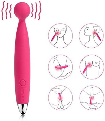 ZEMALIA Waterproof Eric Rechargeable Wand Magic Vibration Therapeutic Body Massager 25 Patterns for Muscle Aches(Plum Red)