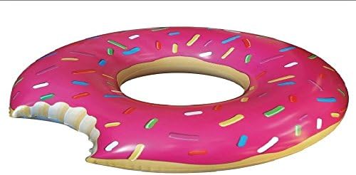 Donut Pool Float 48 inches Jumbo - Gigantic Pink Donut Inflatable - BigMouth Inc Fun for All Ages Best Doughnut Raft Inner Tube for Cool Party Lounge Strawberry Frosted with Sprinkles