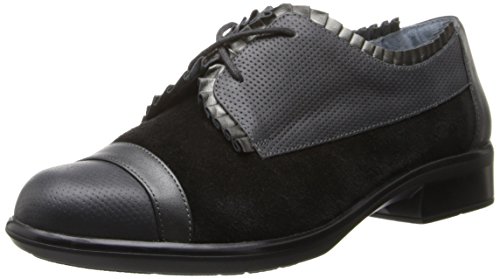 Naot Women's Yama Flat, Black Suede/Onxy/Metallic Road, 40 EU/9 M US