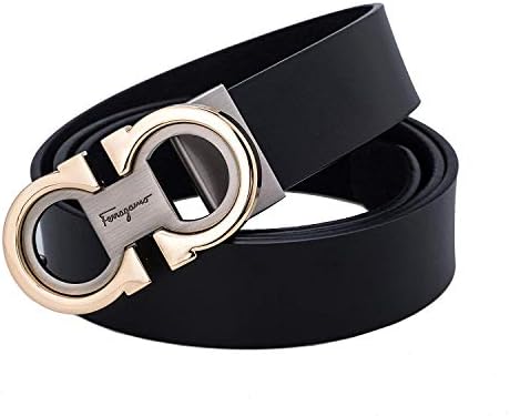 Luxury Designer Men's Fashion Comfort Genuine Leather Belt Adjustable Buckle[3.2CM Width] (Silver)
