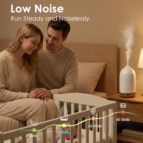 Essential Oil Diffuser Humidifier, GuKKK 200ML Silent Ultrasonic Aromatherapy Humidifier, with Timers and 7 LED Colors, for Home Office Bedroom
