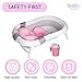 Baby Brielle 3-in-1 Portable Collapsible Infant to Toddler Space Saver Foldable Bath tub - Anti Slip Skid Proof - with Cushion Insert & Water Rinser for Bathing Newborns (Pink)