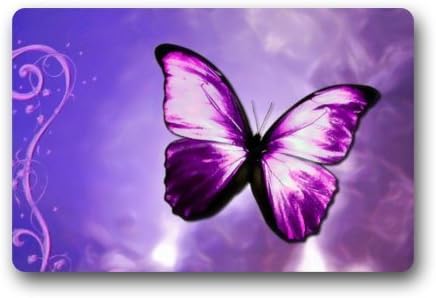 Rdsfhsp Purple Butterfly Art Pueple Star Sky Indoor/Outdoor Doormat Non-slip Durable Heat-resisting Cusion Pet Love Rug Appropriate Size 18x30 Inch