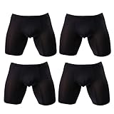 Helisopus Men's Briefs Breathable Underwear Ice Imitated Silk Fabric Ultra-Thin U-Shaped Boxer Brief(4 Pack),L(Waist:31