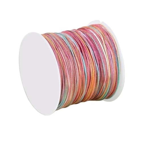 WOHATOO 50meters Braided String, Handwoven Rope, 0.8mm Nylon Thread Cord Beading String Rope for DIY Tassels(Hot Pink)