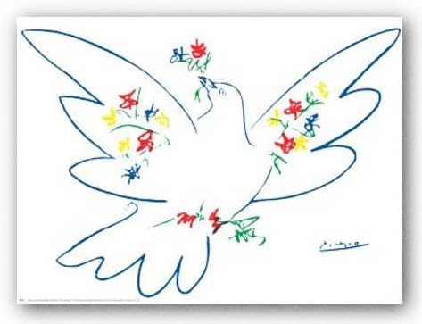 Dove With Flowers - Poster by Pablo Picasso (30 x 24)