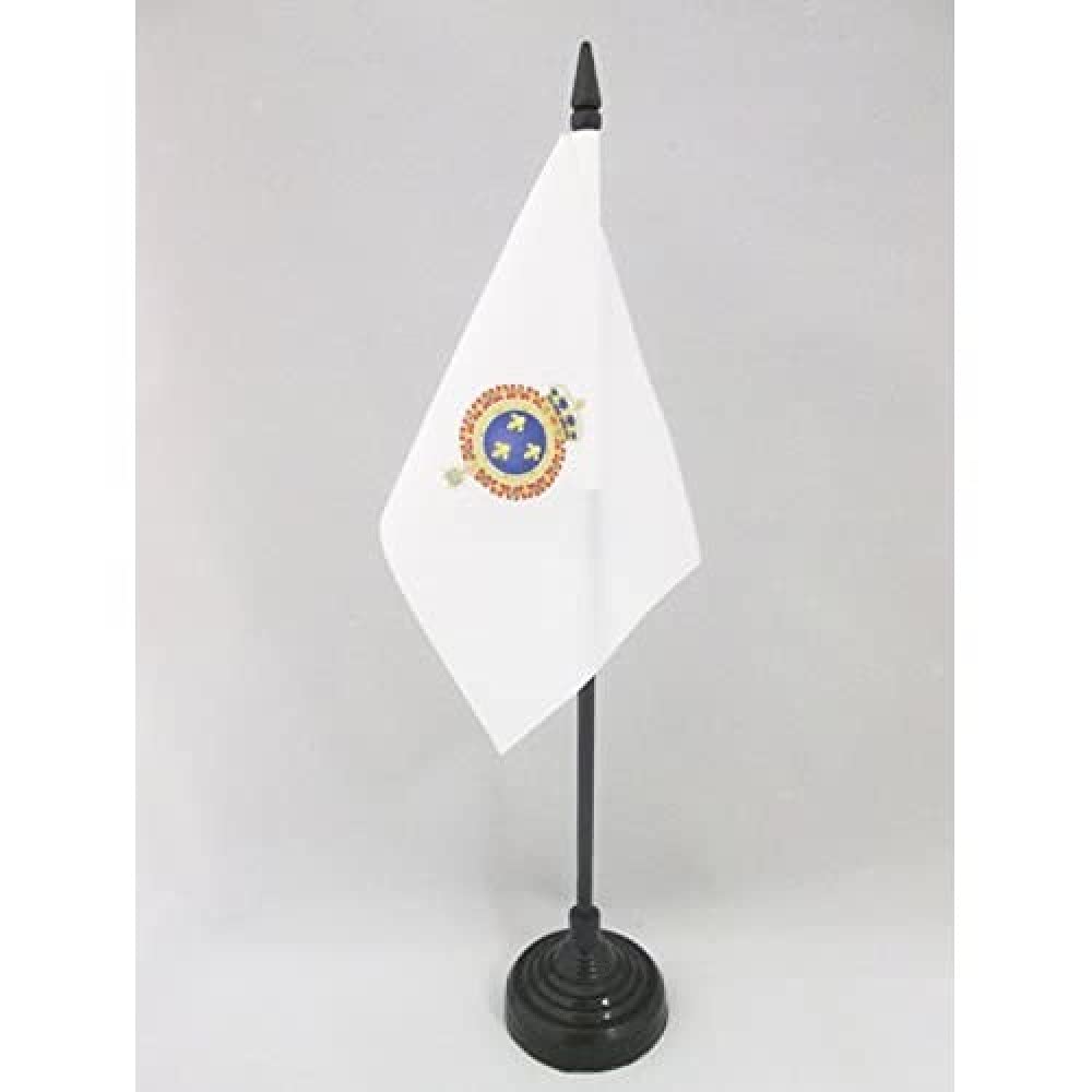 AZ FLAG - French Bourbon Restoration Table Flag 4'' x 6'' - Kingdom of France Office Mini Banner 100% Polyester 15 x 10 cm - Mini Desk Flag with 10'' Pole and Black Plastic Base