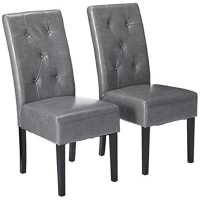 Christopher Knight Home Taylor Bonded Leather Dining Chairs, 2-Pcs Set, Dark Grey 41ilHpR8OVL