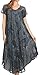 Sakkas 16800 - Sayli Long Tie Dye Cap Sleeve Embroidered Wide Neck Caftan Dress/Cover up - Ink Blue - OS