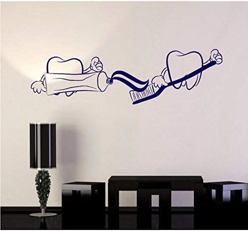 Teeth Toothpaste Wall Art Sticker for Bathroom Creative Vinyl Wall Decals Dentist Dentistry Decal 144x42cm