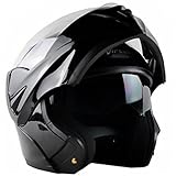 [Upgrades] ILM 10 Colors Motorcycle Flip up Modular Helmet DOT (M, Gloss Black)
