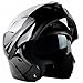 ILM 10 Colors Motorcycle Flip up Modular Helmet DOT (M, Gloss Black)