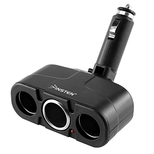 Insten Three-Way Car Cigarette Lighter Socket Splitter For Apple iPhone 7/ 7 Plus/ 6S/ 6S Plus, Samsung Galaxy S7 Edge/ S7, Black