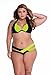 roswear Women's Padded Color Block Push Up Bikini Swimsuits Neon Yellow XXX-Large