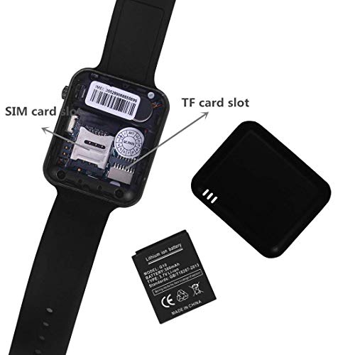 Smart Watch Phone Smartwatch with Camera Pedometer Call Text SNS Sync SIM Card Slot TF Card Music Player Alarm Compatible with Android and IPhone (Partial Functions) for Men Women Kids Teens (Black) - Thumbnail 7