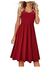 MINTLIMIT Vestido para Mujer sin Hombro Casual V Cuello Maxi Espaghetti Correa Arco Playa Verano
