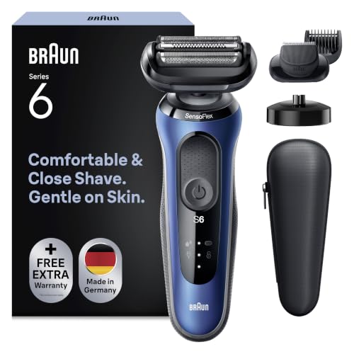 Braun Series 6 Elektrorasierer mit EasyClick Barttrimmer Aufsatz, SensoFlex Rasierer Herren Elektrisch, Ladestation, Wet & Dry, Geschenk Mann, Made in Germany,