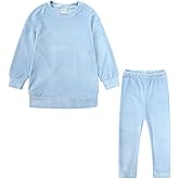 Kids Tales Little Girls Velour Sweatsuit 2Pcs Velvet Round Neck Sweatshirt + Sweatpants Fleece Pullover Jogger Outfits Set