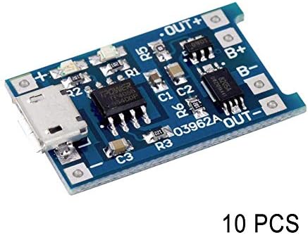 Delisouls 1/2/5 / 10Pcs TP4056 5V 1A USB 18650 lithium battery charging board module + protection function TP4056 by HAYATEC