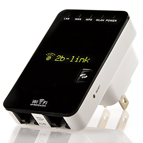 2B-LINK Super Wi-Fi Range Extender - Eliminates Wi-Fi Dead Zones - Wireless Repeater - 300Mbps WiFi Repeater - Easy Setup - Wireless-N Mini Router - Wireless Access Point mode