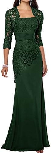 Jdress Women's Lace Chiffon Evening Dresses Mermaid Mother of The Bride Dress with Jacket