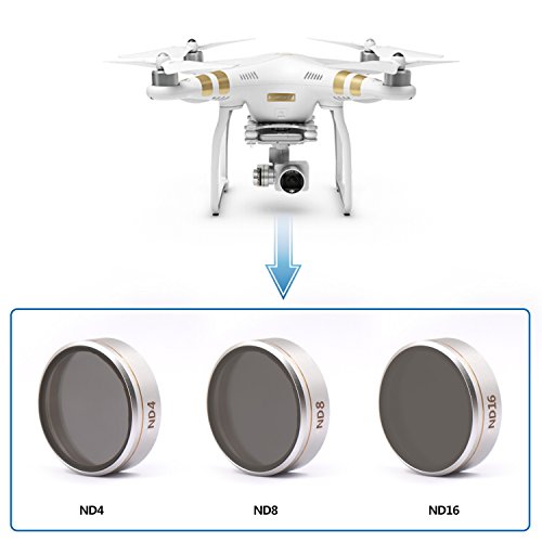 LENSKINS 3 Pack ND4/ND8/ND16 Filter Kits for DJI Phantom 4 Pro/Advanced, Japanese AGC Optics,Weather-sealed,Ultra Slim, Multi-Resistant Coated Neutral Density with Storage Case& Lens Cloth