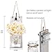 TEEHOME Rustic Hanging Mason Jar Sconces Home Decor (2 pcs) with LED Fairy Lights, Vintage Wrought Iron Hooks Kitchen Decoration, Silk Hydrangea Flower LED Strip Lights Design