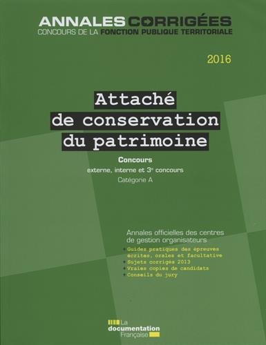 Attaché de conservation du patrimoine 2016