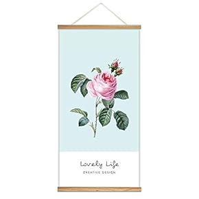Hanging Poster Wooden Framed Beautiful Birds Flowers Plants Theme Home Wall Canvas Prints Ready to Hang - 18"x36"
